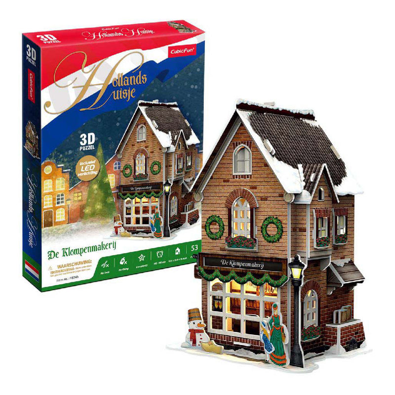 Load image into Gallery viewer, Cubic fun 3d puzzel klompenmakerij led verlichting kerstdorp speelgoed.