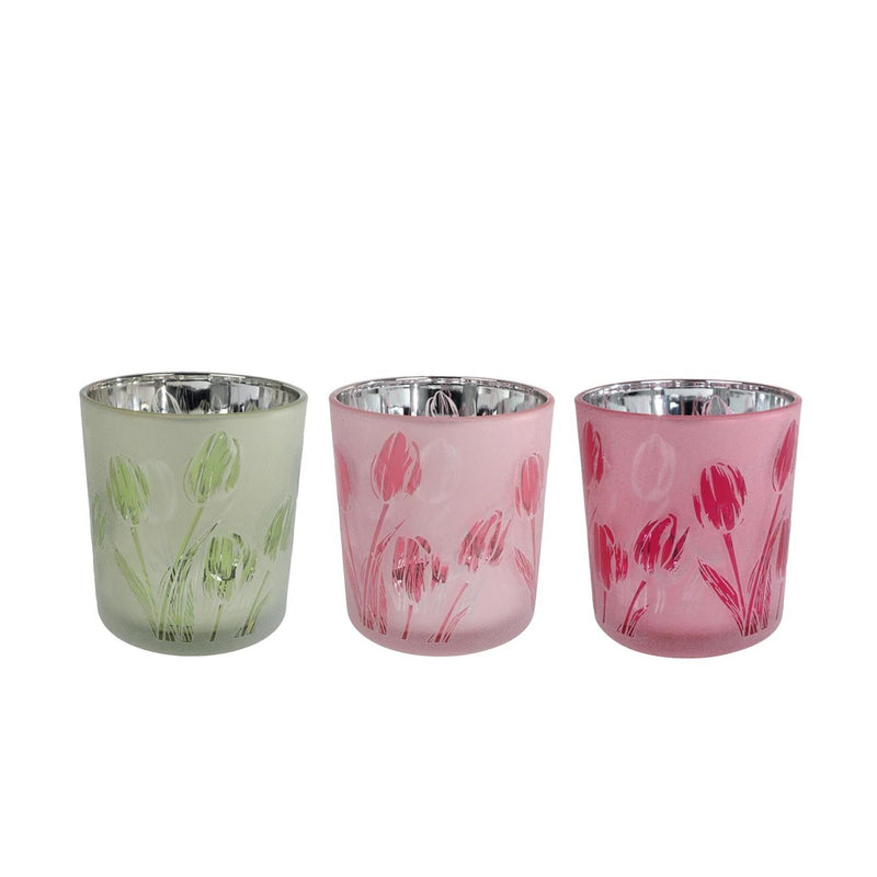 Afbeelding laden in galerijviewer, Theelichthouder tulip s ass kleur glas 7,5x7,5x8cm