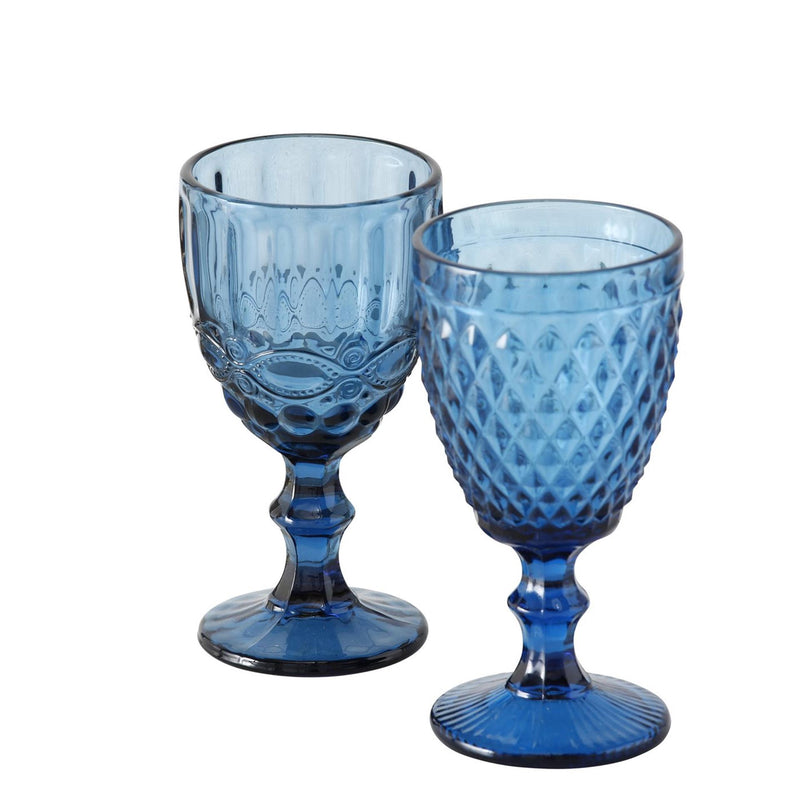 Load image into Gallery viewer, Boltze home wijnglas 'aurora' gekleurde glas blauw dia8,5x17cm 2 ass vaatwasmachinebestendig 2 assorti