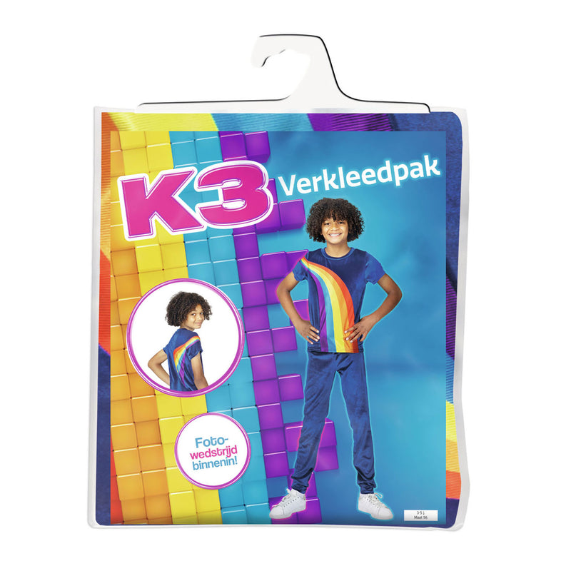 Load image into Gallery viewer, K3 verkleedkleding - verkleedpak regenboog blauw 3 5 jaar - maat 116