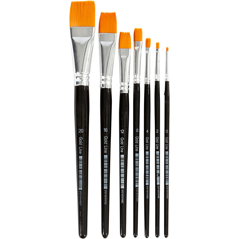 Load image into Gallery viewer, Creativ company https: www.cchobby.nl gold-line-penselen-afm-0-2-4-8-12-16-20-l-16-5-21-cm-b-1-7-mm-plat-7-stuk-1-doos