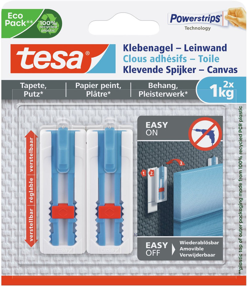 Afbeelding laden in galerijviewer, Tesa verstelbare spijker voor behang pleister - canvas spieraam - 1 kg spijker - verwijderbaar