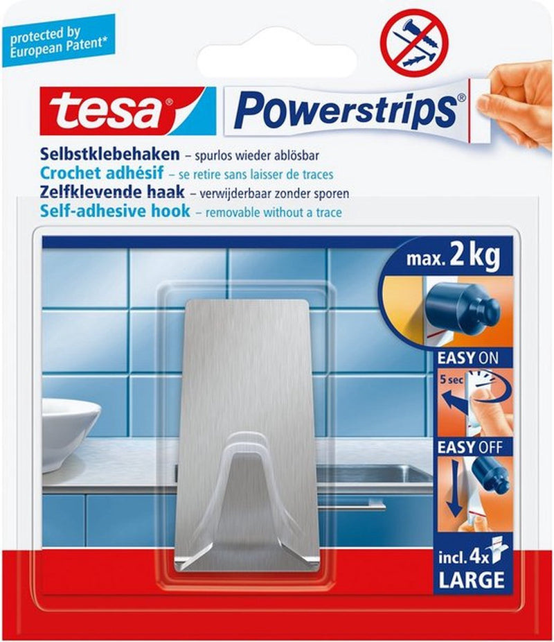 Afbeelding laden in galerijviewer, Tesa powerstrips® haak l metaal rechthoekig