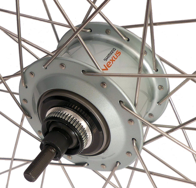 Load image into Gallery viewer, Shimano achterwiel 28 inch nexus 7 naaf (zilver) - zac19 velg (zilver) met rvs spaken - voor schijfrem