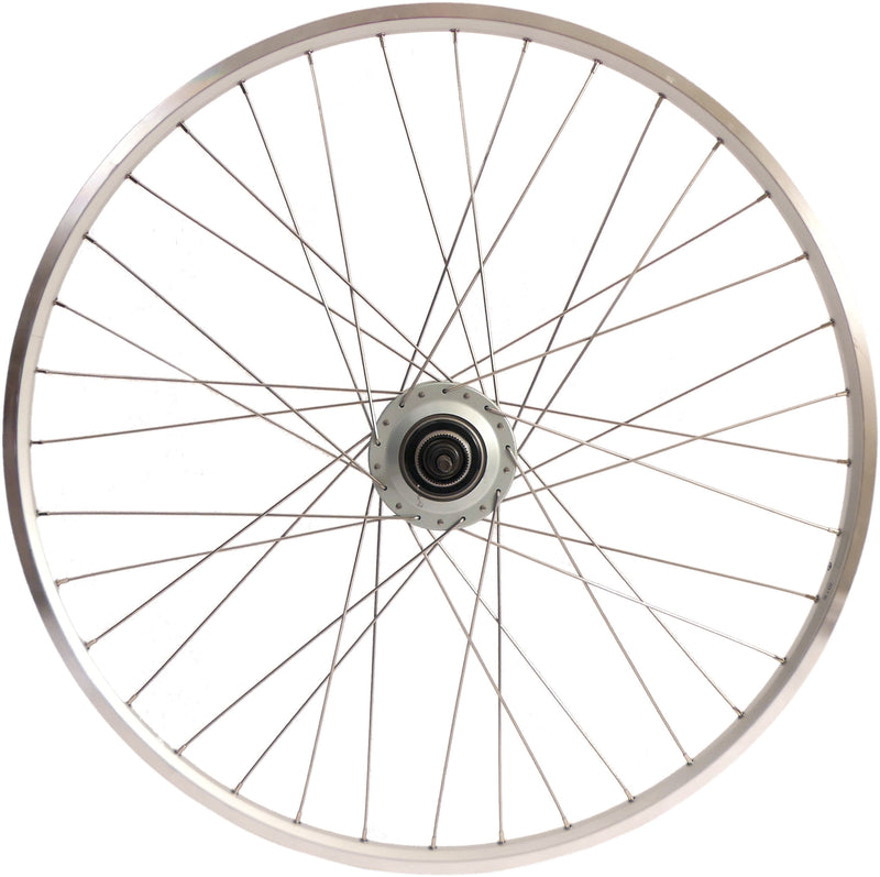 Load image into Gallery viewer, Shimano achterwiel 28 inch nexus 8 naaf (zilver) - zac19 velg (zilver) met rvs spaken - voor schijfrem