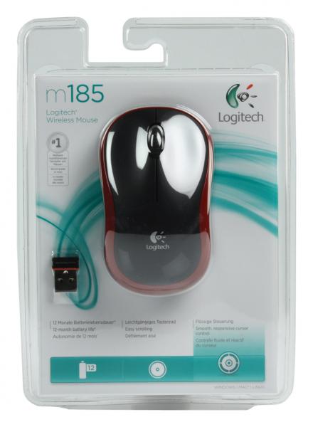Load image into Gallery viewer, Muis logitech m185 draadloos zwart, rood