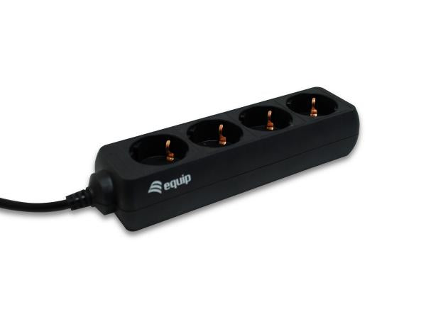 Afbeelding laden in galerijviewer, Equip 333281 4-outlet power strip, 1.1 m, type f, black, 4 ac outlet(s), 100 - 240 v, 50 - 60 hz