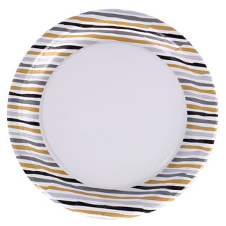 Afbeelding laden in galerijviewer, Duni borden stripes black gold 22 cm 10 stuks | 4 stuks