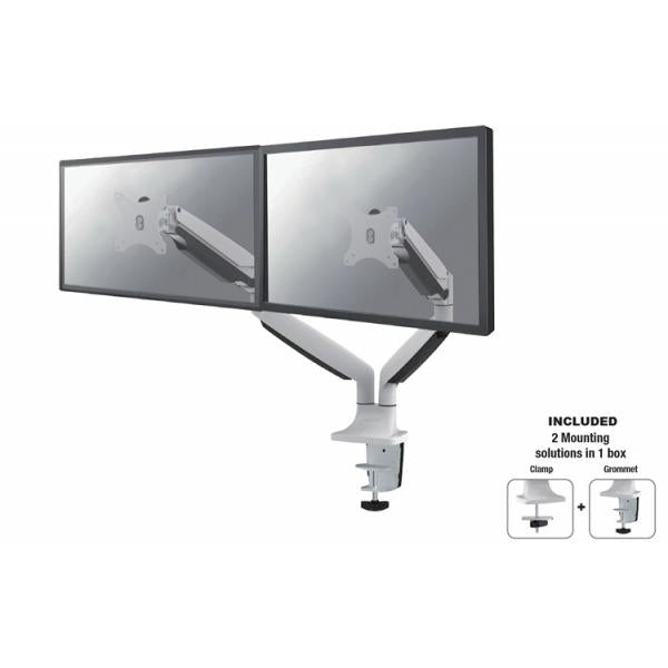 Afbeelding laden in galerijviewer, Neomounts nm-d750dwhite tv monitor full motion dual desk gas-spring mount, 2x