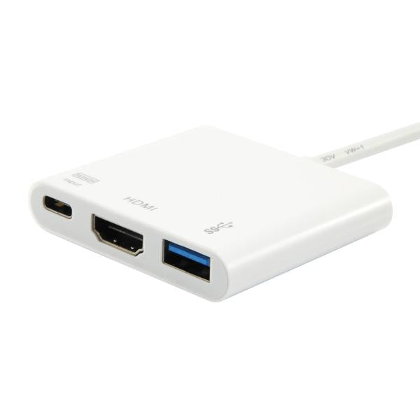 Load image into Gallery viewer, Equip 133461 usb type c to hdmi female usb a female pd adapter, 4k, pastic, 15cm, white
