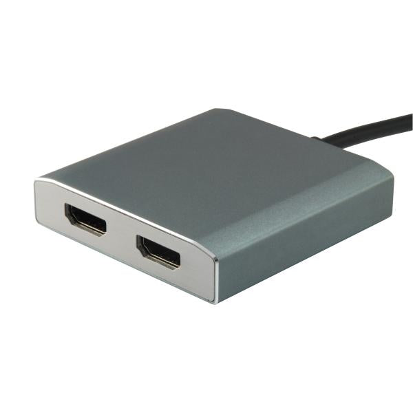 Load image into Gallery viewer, Equip 133464 usb type c to 2x hdmi female adapter, 2160p@30 hz, usb3.1 gen1, grey