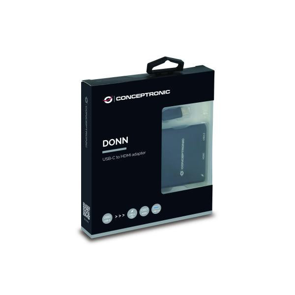 Load image into Gallery viewer, Conceptronic donn01b donn usb-c to hdmi adapter, usb 3.2 gen 1 (3.1 gen 1) type-a c, hdmi, black