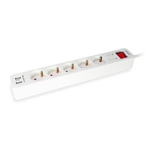 Afbeelding laden in galerijviewer, Equip 245554, 5-outlet power strip with 2x usb, 5x ac outlet(s) indoor, type f, 1.5 mm², 1.8 m