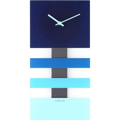 Load image into Gallery viewer, Nextime klok 2855bl bold stripes, 38x19 cm, wall, blue