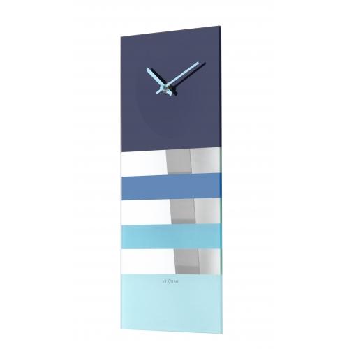 Load image into Gallery viewer, Nextime klok 2855bl bold stripes, 38x19 cm, wall, blue