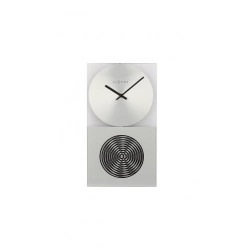 Load image into Gallery viewer, Nextime klok 3028 op clock, 16x30.2 cm, wall, glass, silver