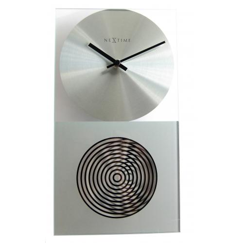 Load image into Gallery viewer, Nextime klok 3028 op clock, 16x30.2 cm, wall, glass, silver