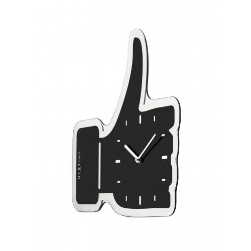 Load image into Gallery viewer, Nextime klok 3072zw thumbs up, 40.5x41.cm, wall, black silver