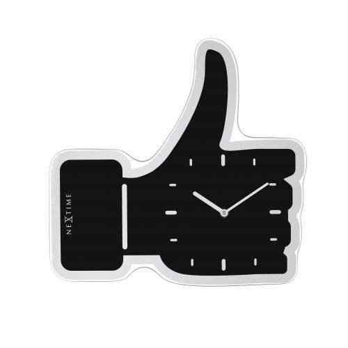 Load image into Gallery viewer, Nextime klok 3072zw thumbs up, 40.5x41.cm, wall, black silver