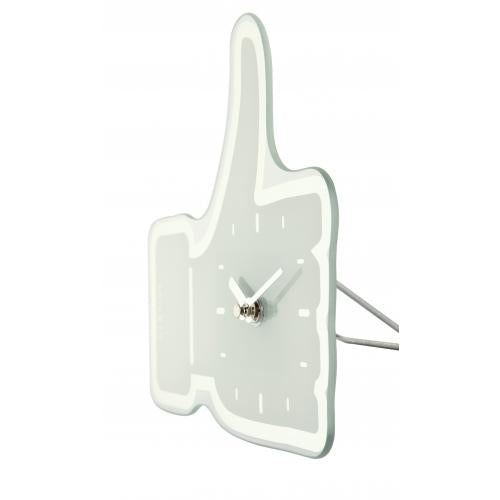 Load image into Gallery viewer, Nextime klok 5185wi mini thumbs up, 20.5x21 cm, wall, white silver