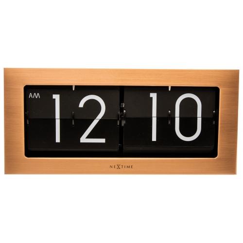Load image into Gallery viewer, Nextime klok 5198co big flip, 16,7x36 cm, flip-over, copper black
