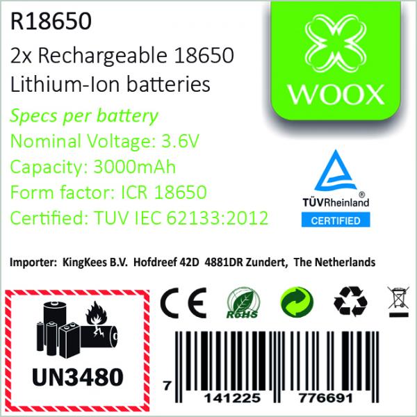 Load image into Gallery viewer, Woox r18650 is een set van 2 stuks oplaadbare lithium-ion batterijen type 18650