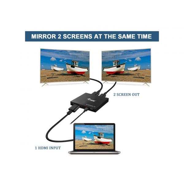 Load image into Gallery viewer, Equip 332715 ultra slim 2-port hdmi splitter, 3840 x 2160p, 4k ultra hd, power-by-usb, black