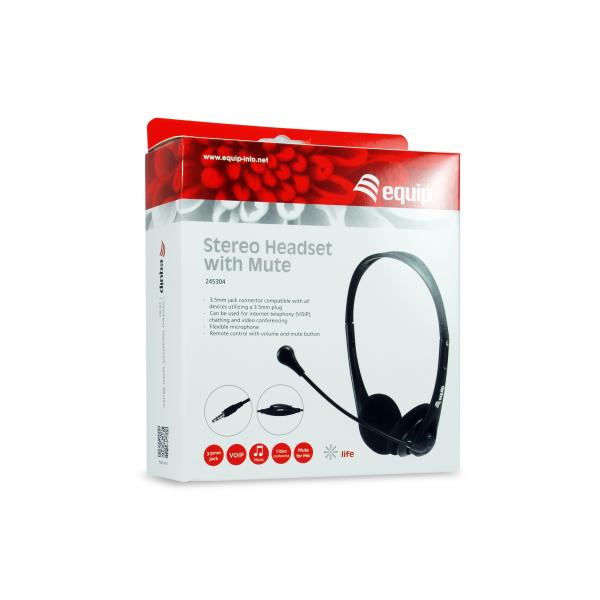 Load image into Gallery viewer, Equip 245304 stereo headset with mute, headset, head-band, office call center, black, binaural, 1.8