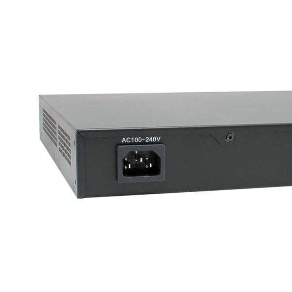 Load image into Gallery viewer, Levelone gep-2821 28-port gigabit poe switch, 24x poe outputs, 2x gigabit rj45, 2x gigabit sfp, 1u