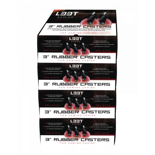 Load image into Gallery viewer, L33t gaming 160530 3inch rubber casters, red, 5pcs