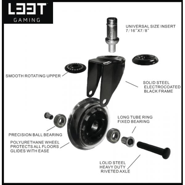 Load image into Gallery viewer, L33t gaming 160531 3inch rubber casters, green, 5pcs