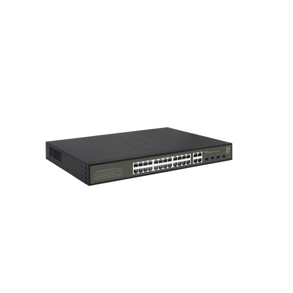 Load image into Gallery viewer, Levelone ges-2128p hilbert 28-port gigabit poe smart lite managed switch, 24x poe, 380w, 4x sfp rj45