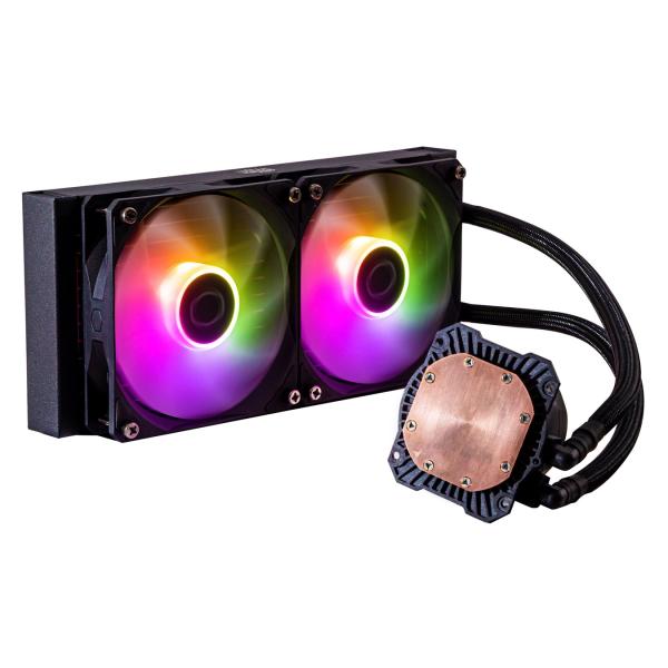 Load image into Gallery viewer, Cooler master mlw-d24m-a18pz-r1 masterliquid 240l core argb, 4-pin, 2x 120mm argb, 27.2 dba (max)