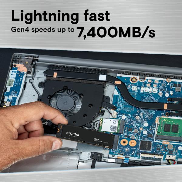 Load image into Gallery viewer, Crucial ct500t500ssd8 t500 ssd, 500 gb, m.2 2280, pcie 4.0 nvme, 7300 6800 mb s, no hs