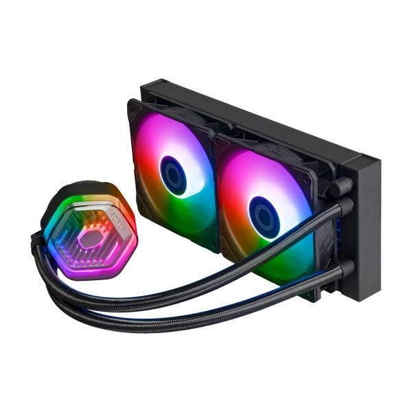 Load image into Gallery viewer, Cooler master mlx-d24m-a25pz-rw masterliquid 240 atmos argb, 4-pin, 2x 120mm, 690-2500 rpm