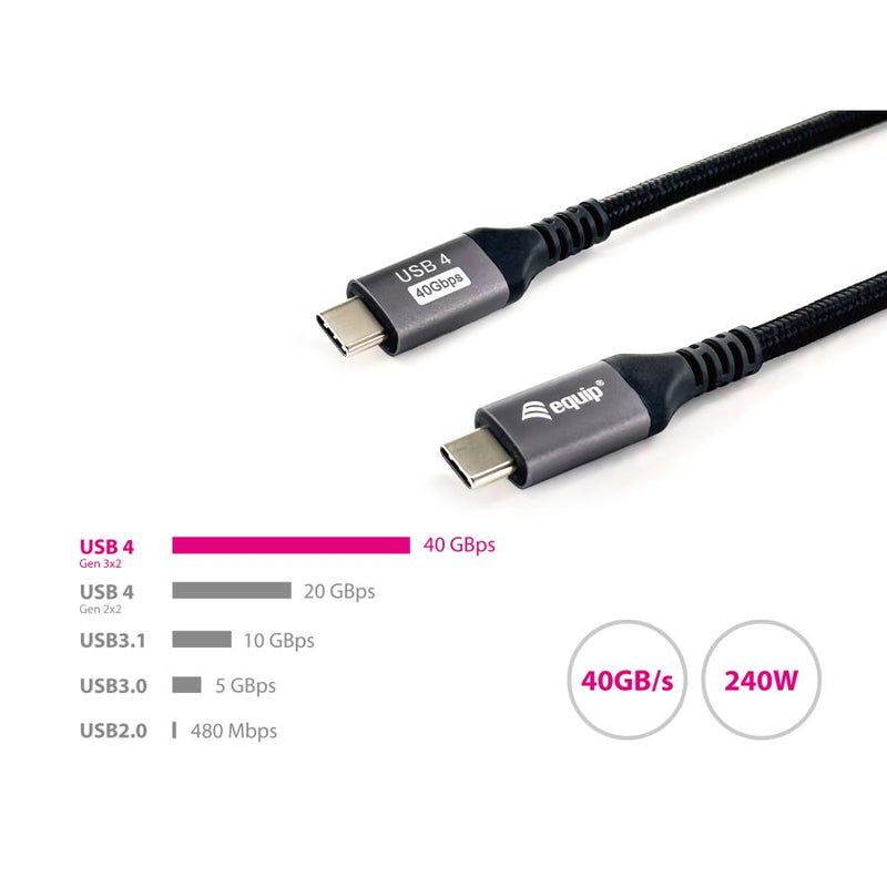 Afbeelding laden in galerijviewer, Equip 128383 usb 4 gen 3 c to c cable, m m, pd3.1 240w, 8k 60hz, 40gbps, usb c, usb4 gen 3x2, 2 m