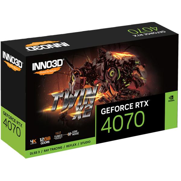 Load image into Gallery viewer, Inno3d inno3d n40702-12d6-179063n geforce rtx 4070 gddr6 twin x2, 12gb, gddr6, 192-bit, 2475 sp, 20gbps,