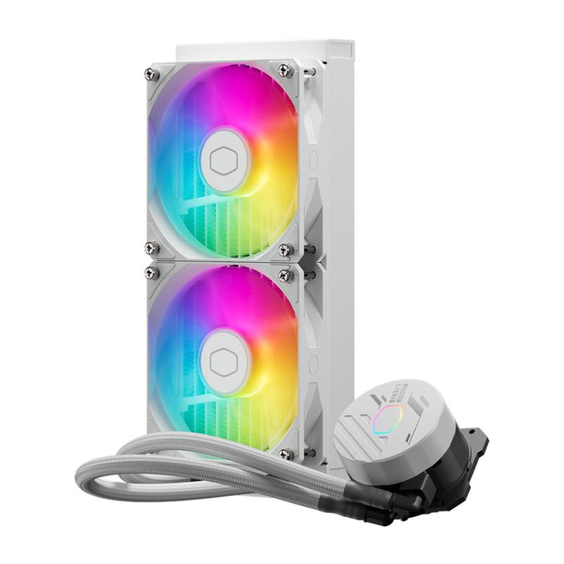 Load image into Gallery viewer, Cooler master mlw-d24m-a18pa-rw masterliquid 240 core ii argb white, 2x 120mm argb, 4-pin pwm