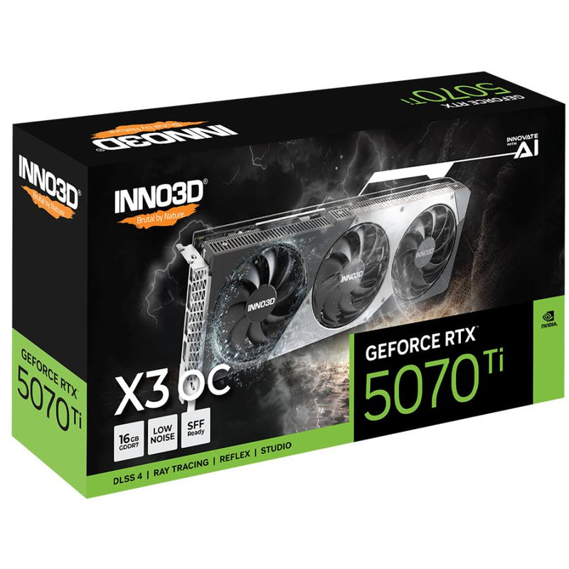 Load image into Gallery viewer, Inno3d n507t3-16d7x-176068n geforce rtx™ 5070 ti x3 oc, atx, 16gb, gddr7, 256-bit, 896 gb s