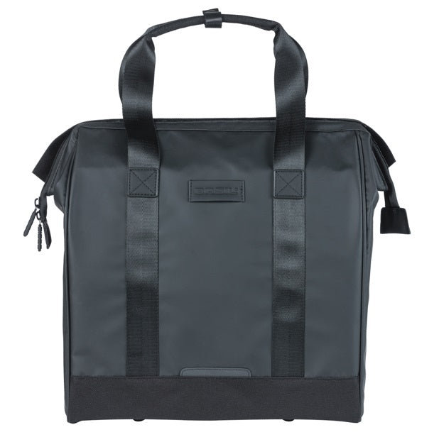 Load image into Gallery viewer, Basil tas grand tarpaulin shopper zwart mik hooks | 23l