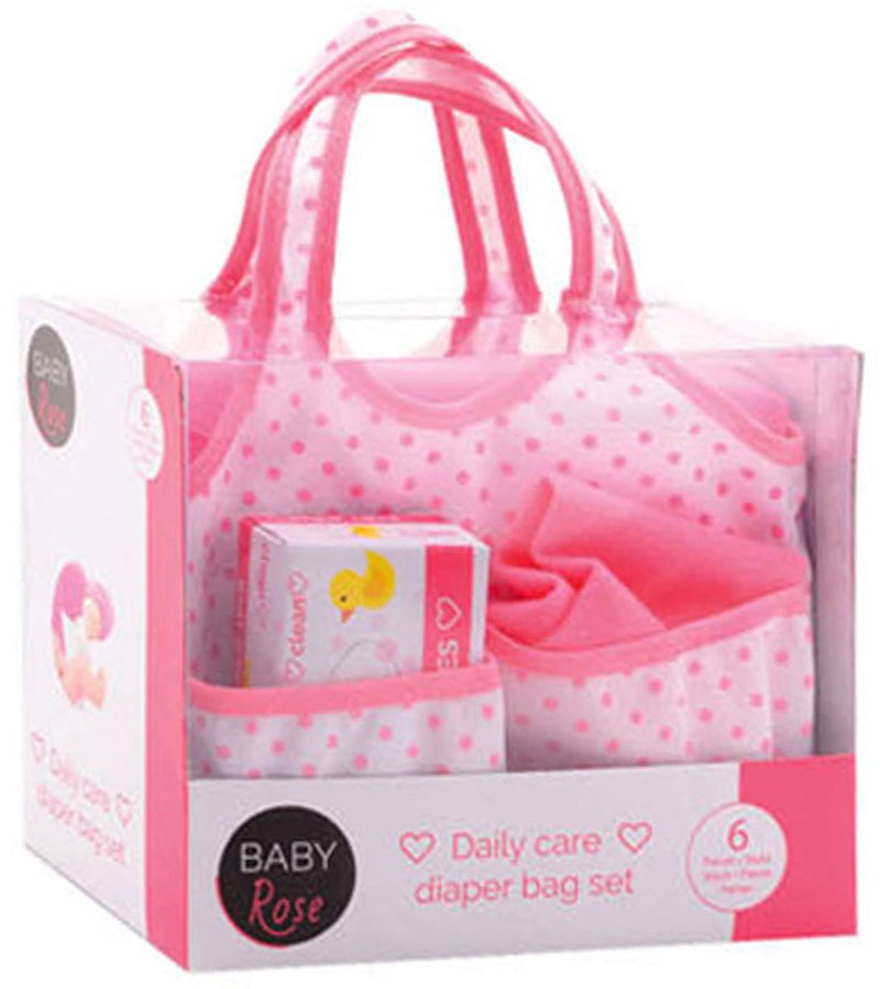 Afbeelding laden in galerijviewer, John toys baby rose luiertas voor pop - met accessoires en verschoonkussen
