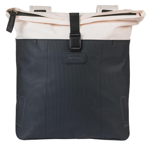 Load image into Gallery viewer, Basil dubbele fietstas vive 28-35l 14 x 30 x 38 cm - wit zwart