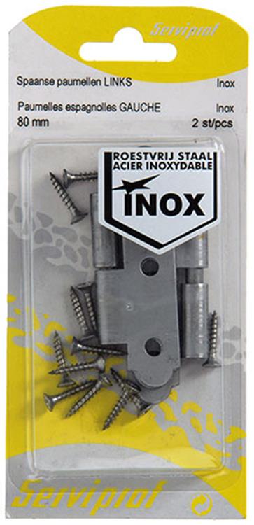 Load image into Gallery viewer, Mack 1013707 - 2 spaanse paumellen links inox h 80 - b 45 mm | 5 stuks