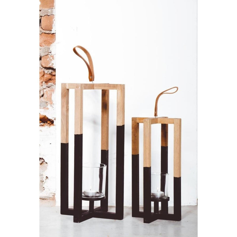 Afbeelding laden in galerijviewer, Senza kaarshouder hout zwart naturel 40cm