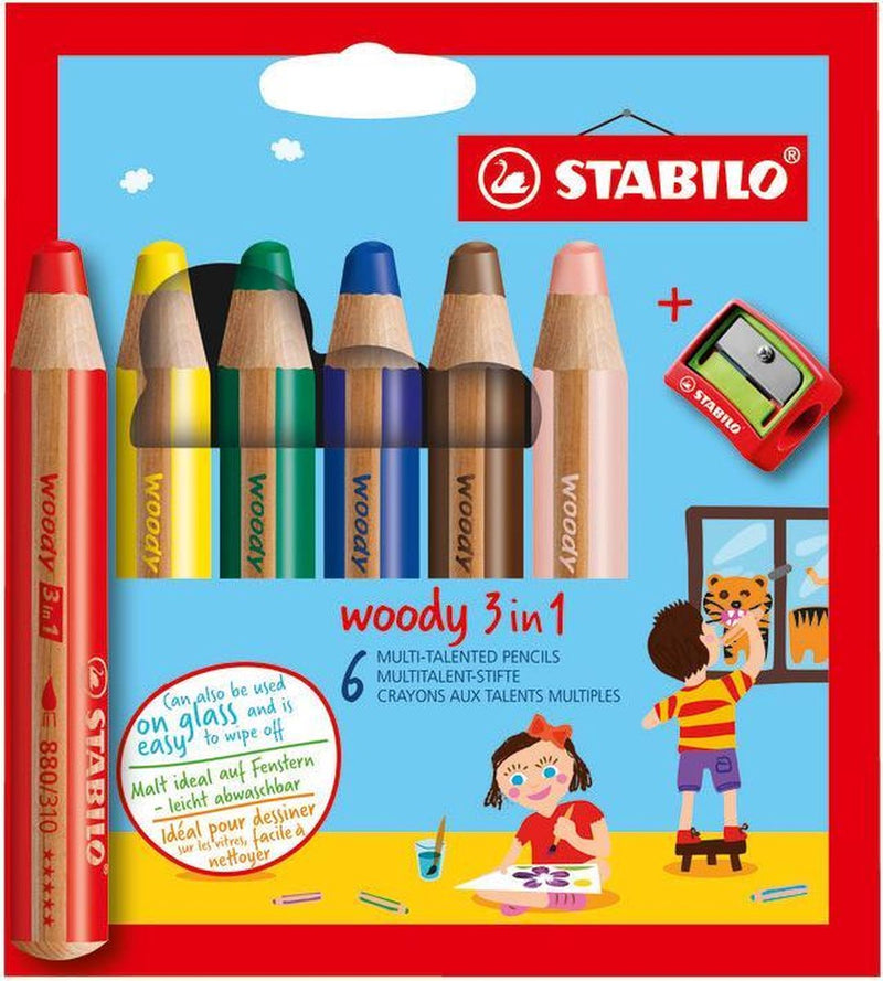 Load image into Gallery viewer, Stabilo woody 3in1 multitalent potloden - 6dlg. met puntenslijper