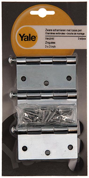 Load image into Gallery viewer, Yale 1019130 - 3 zware scharnieren losse pen verzinkt 3x3 inch | 5 stuks