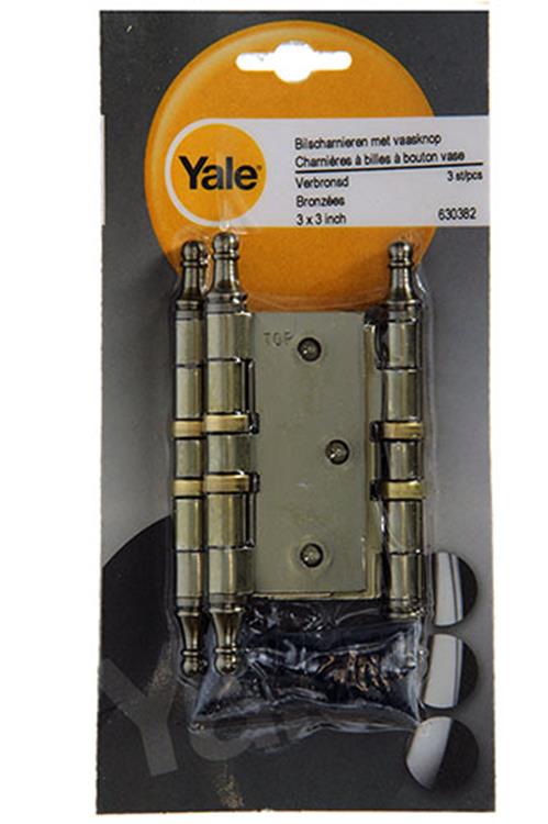 Load image into Gallery viewer, Yale 1019139 - 3 scharnieren met kogellager verbronsd vaasknop 76x76mm | 5 stuks