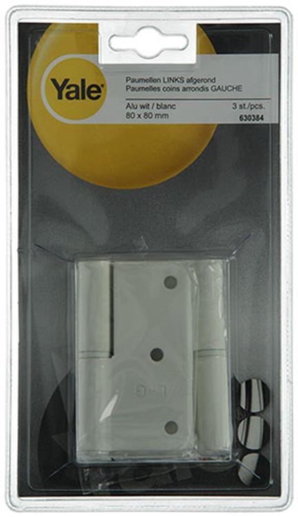 Load image into Gallery viewer, Yale 1019140 - 3 paumellen alu wit afger.hoeklinks 80x80mm | 5 stuks