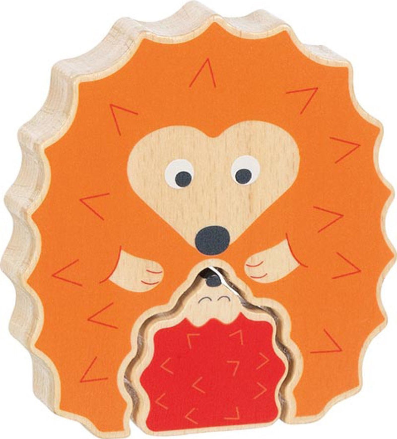 Load image into Gallery viewer, Goki puzzel: egel 10x2,1x11cm, stand-up puzzel, 2-delig, hout, 1+