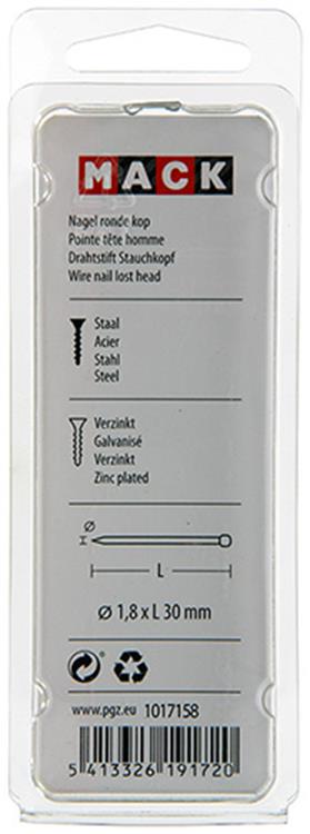 Load image into Gallery viewer, Mack 1017158 - nagel ronde kop staal verzinkt100 gr 1,8 x 30 mm | 5 stuks